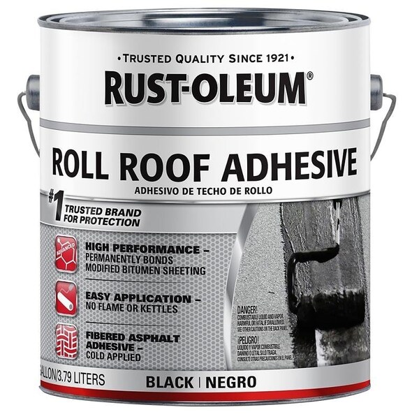 RustOleum Roll Roofing Adhesive, Black, Liquid, 09 gal 347428 Zoro
